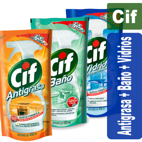 Pack Cif ( Baño + Antigrasa + Vidrios ) 450Ml CIF