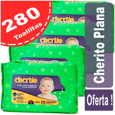 Pack Toallitas Cherito x 4 ( 280 Toallitas ) CHERITO