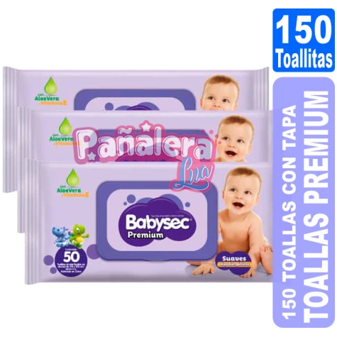 Babysec Premium x 150 Toallitas Humedas con Tapa