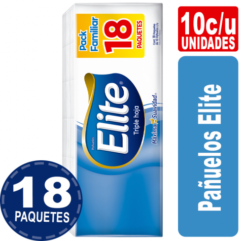 Oferta Pañuelos Elite 18 paquetes x10 unidades