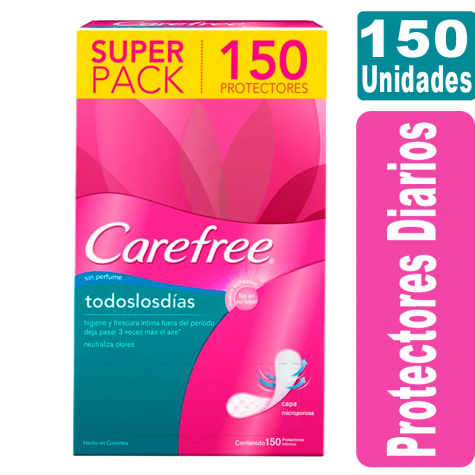 Carefree Super Pack 150 Protectores sin perfume