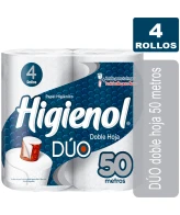 Higienol duo 4 Rollos de 50m Hoja Doble HIGIENOL