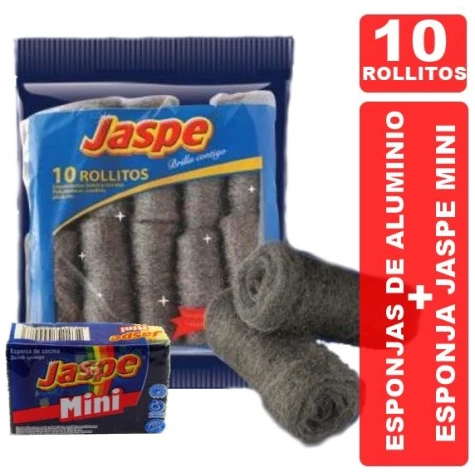 Esponja de Aluminio Jaspe X 10 + Esponja de REGALO JASPE