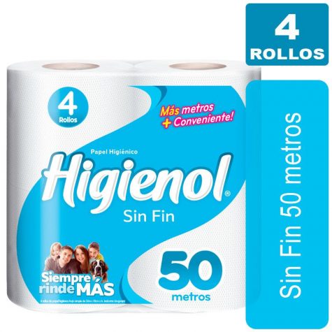 Higienol sin fin 50m 4 rollos HIGIENOL