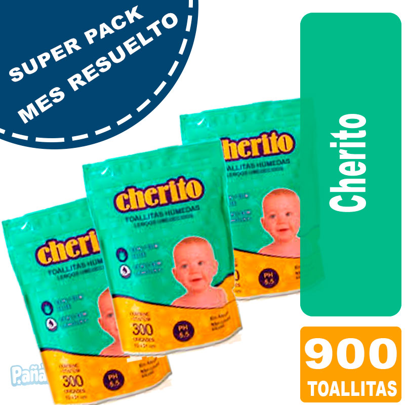 Super pack mes resuelto Cherito 900 Toallitas CHERITO