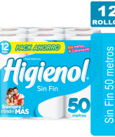 Higienol Sin Fin 50 metros 12 Rollos HIGIENOL