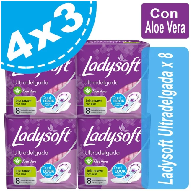 Ladysoft Ultradelgada con Aloe x 8 Pack 4x3 LADYSOFT