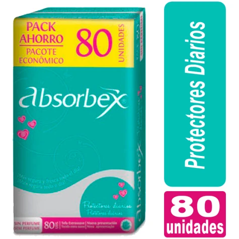 Protectores Diarios Absorbex 80 unidades SAGRIN