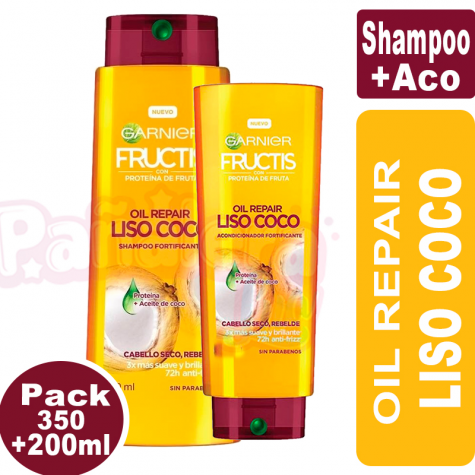 Garnier Fructis Shampoo 350ml + Aco 200ml Liso Coco