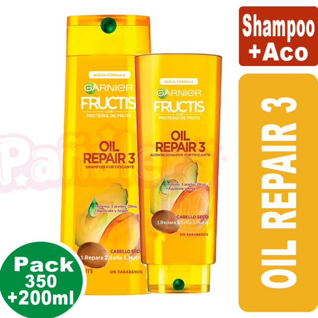 Garnier Fructis Shampoo 350ml + Aco 200ml Oil Repair