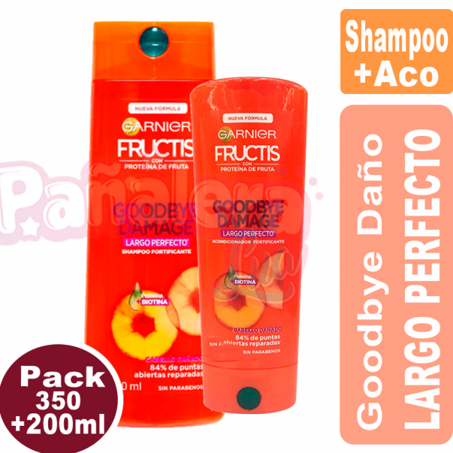 Garnier Fructis Shampoo 350ml + Aco 200ml Largo Perfecto