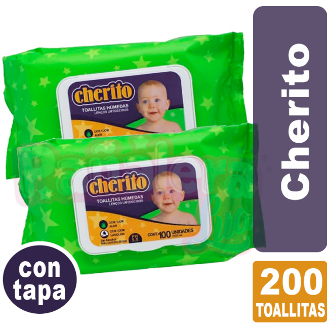 Pack Toallitas Cherito Con Tapa x 2 ( 200 toallitas ) CHERITO