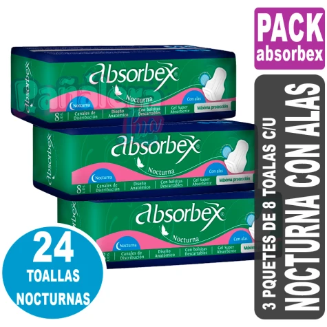 Absorbex Nocturna Pack x3 24 UNIDADES SAGRIN