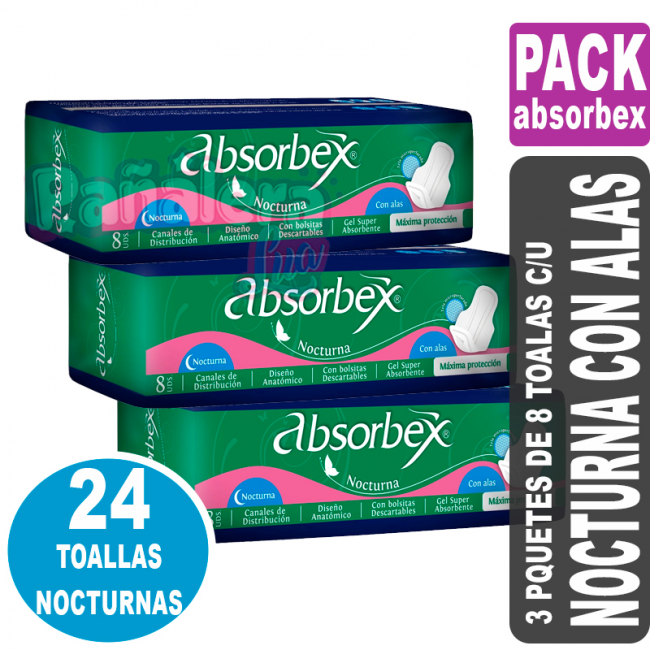 Absorbex Nocturna Pack x3 24 UNIDADES SAGRIN