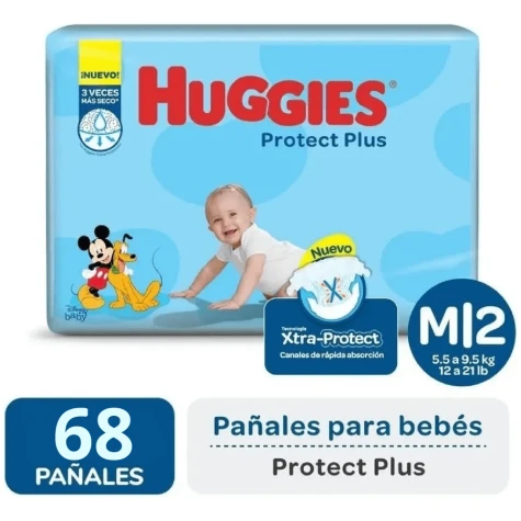 pañales huggies protect plus mediano por 68 pañales