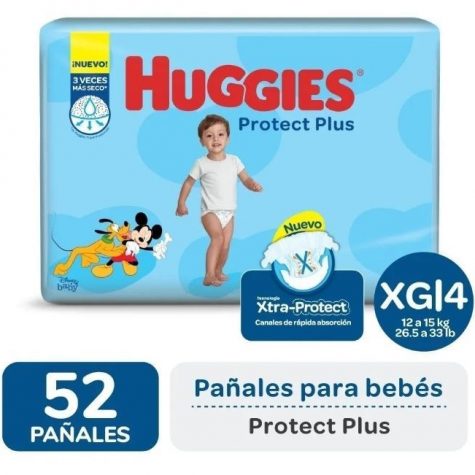 pañales huggies protect plus extra grande por 52 pañales