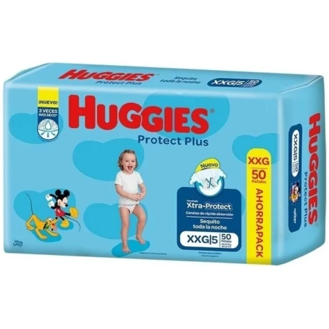 pañales huggies protect plus extra extra grande por 50 pañales