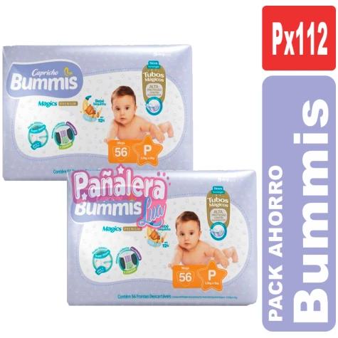 BUMMIS PAÑALES PARA BEBE TALLE P POR 112 PAÑALES