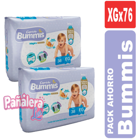 BUMMIS PAÑALES PARA BEBE TALLE EXTRA GRANDE POR 76 PAÑALES