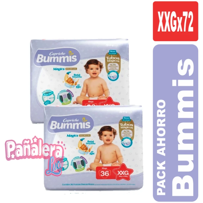 PAÑALES PARA BEBE BUMMIS TALLE XXG POR 72 PAÑALES