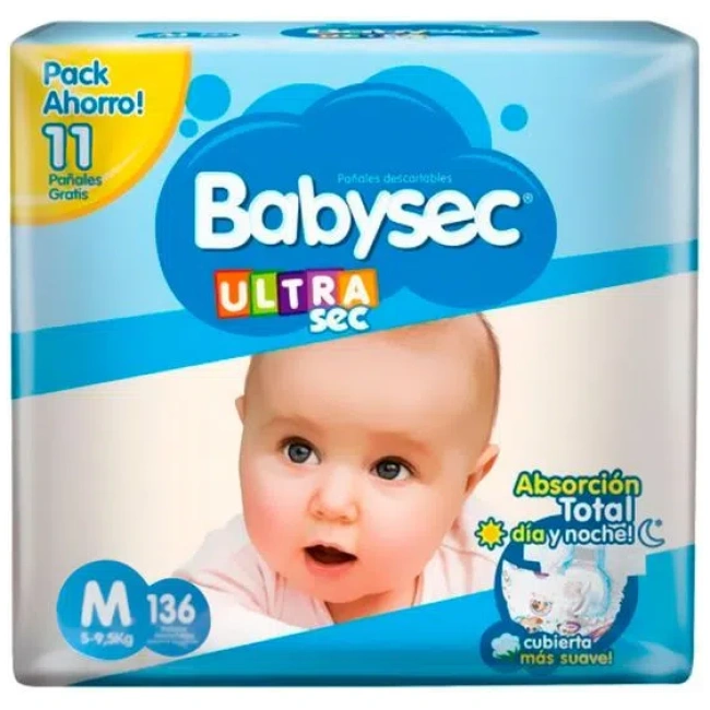 pañales babysec ultra mediano por 136 pañales