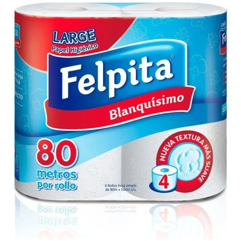 FELPITA PAPEL HIGIENICO 4 ROLLOS 80 METROS