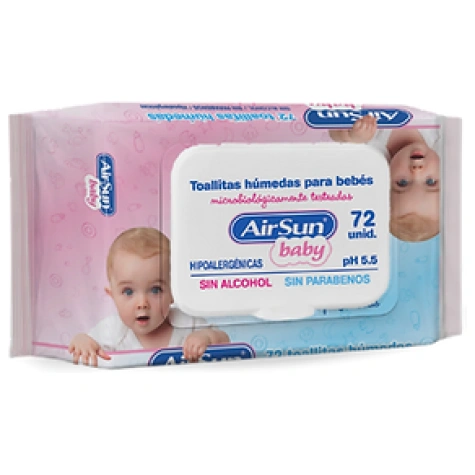 AirSun Baby Toallitas Humedas x72 unidades Con Tapa