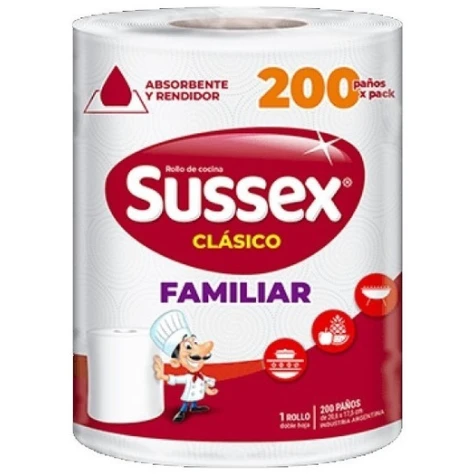 Sussex Rollo de Cocina Familiar 1 Rollo 200 Paños