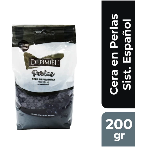 CERA DEPILATORIA EN PERLAS DEPIMIEL NEGRA 200 GRS con descripcion