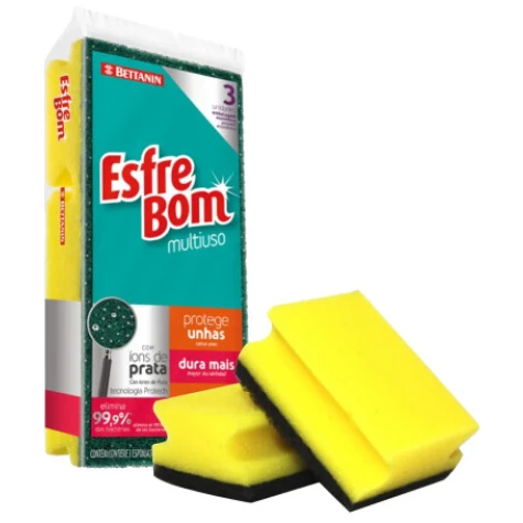 ESPONJA ESFREBOM CON SALVA UÑAS PACK X 3