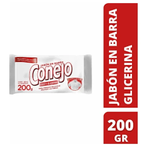 JABON EN BARRA CONEJO COCO Y GLICERINA 200 GRS