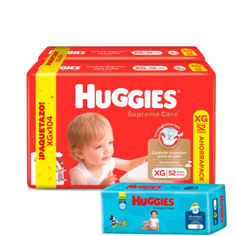Huggies Supreme Care Pack Ahorro XGx104 Más pañales de regalo