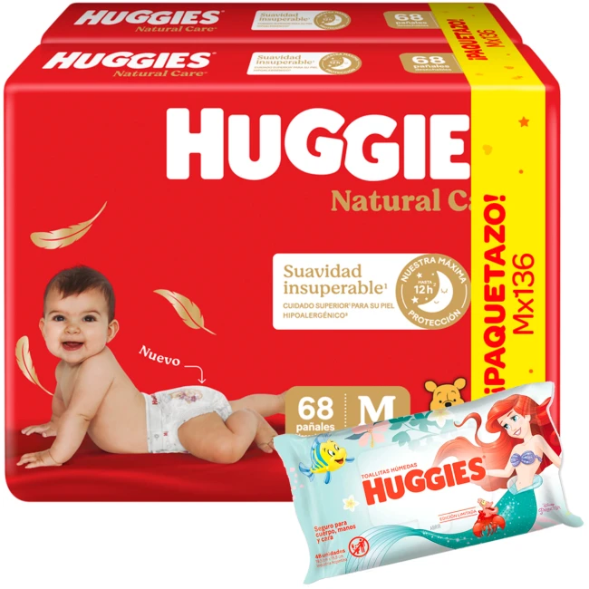 Huggies Supreme Care Pack Ahorro Mx136 + toalla de regalo !