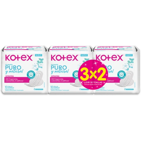 KOTEX PURO Y NATURAL ULTRA FINA 3X2