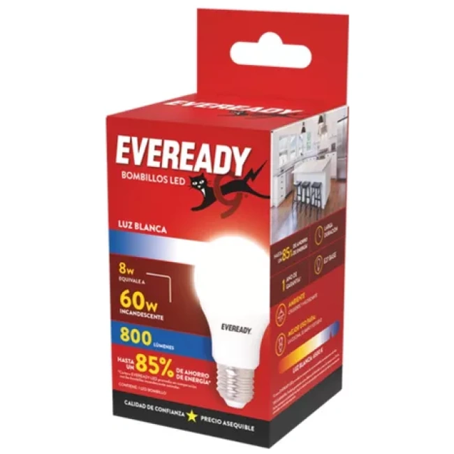 LAMPARA LED EVEREADY 8W LUZ FRIA