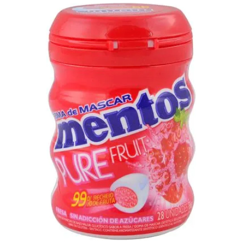 CHICLES MENTOS GUM BOTELLA FRUTILLA