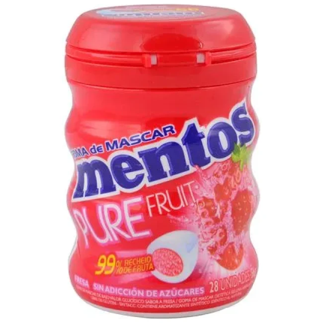 CHICLES MENTOS GUM BOTELLA FRUTILLA