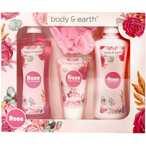 B&E GEL DUCHA+LOCION CORP+CR MANOS+ESPONJA ROSE