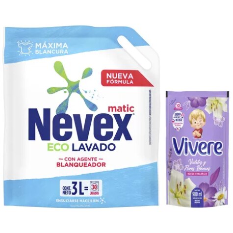 NEVEX JABON ROPA 3LT + SUAVIZANTE VIVERE 900ML